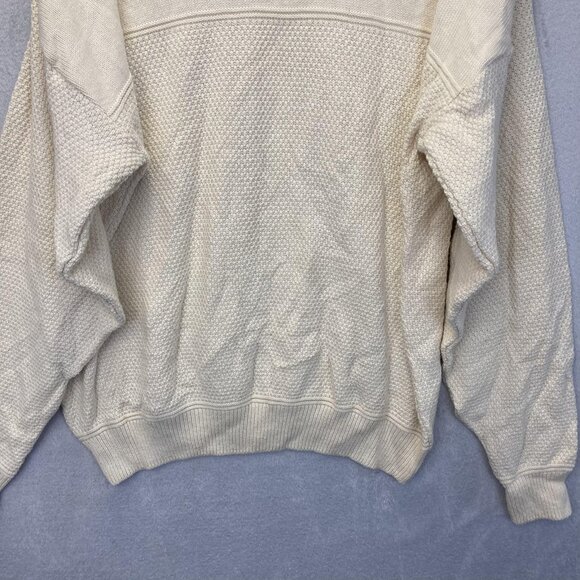 Vintage 90s SFKM Baggy Mockneck Mens Sweater XL Cream White Relaxed Fit USA Made - Picture 12 of 14